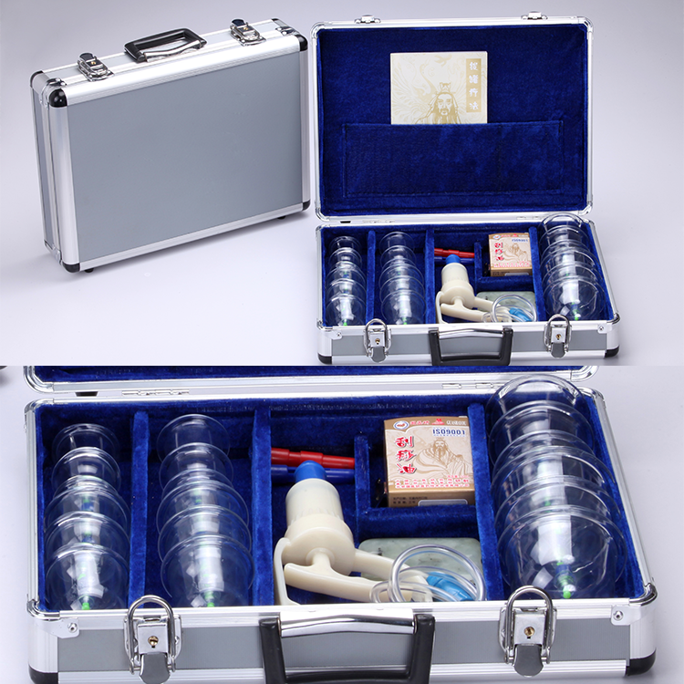 Transparent 18PCS Bio Magnetic Acuzon Plastic Vacuum Cupping Set with Aluminum Package