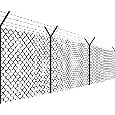 Outdoor PVC Black Vinyl Coated Cyclone Iron Wire Mesh Metal Fence 8 ft Chain Link Fence