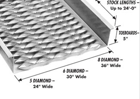10 inch Length Metal Safety Grating 9 Gauge Diamond Stair Treads 3mm Thickness