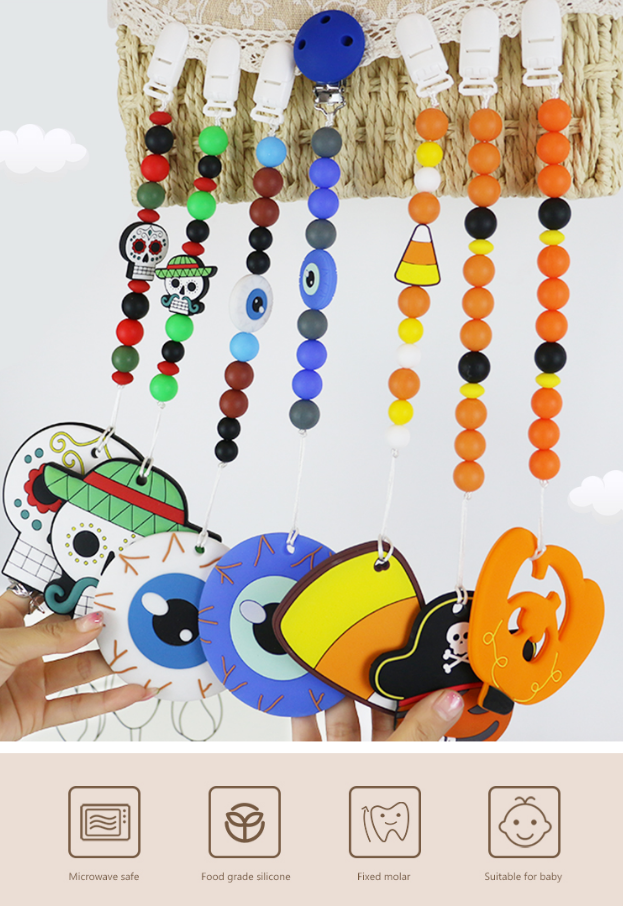 Мягкий и гибкий силикон Teether на 0-36 младенца DIY силикона месяцев keychains teether на хеллоуин