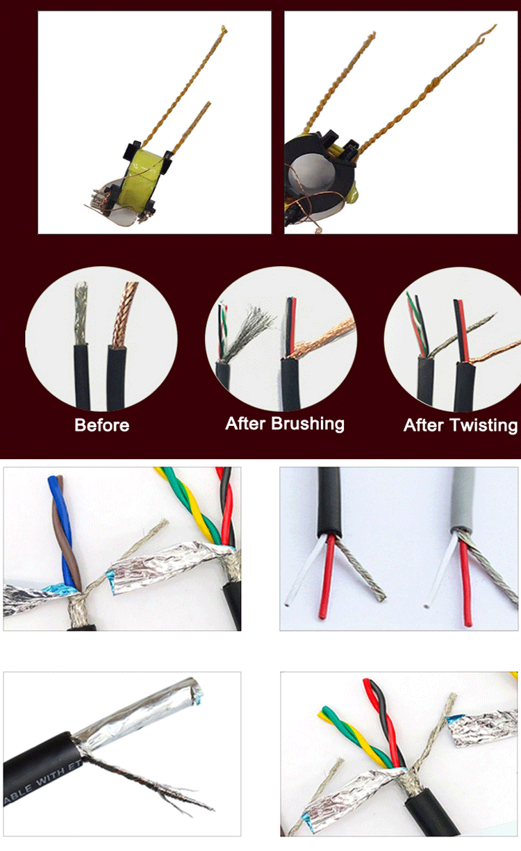 Машина для чистки проволоки с защищенным двигателем мощностью 10 Вт. с возможностью прокрутки плетеных проволок