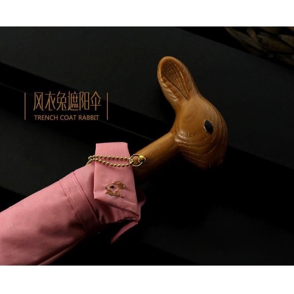 OEM Wooden J Handle Umbrella Head , Curved Umbrella Handle UV Protection