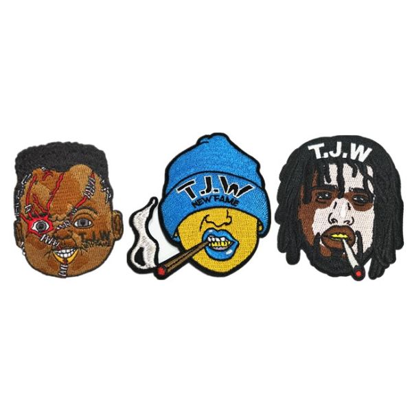 Custom Cool Punk Clothing Embroidered Skull Patches And Glue Backing NO MOQ