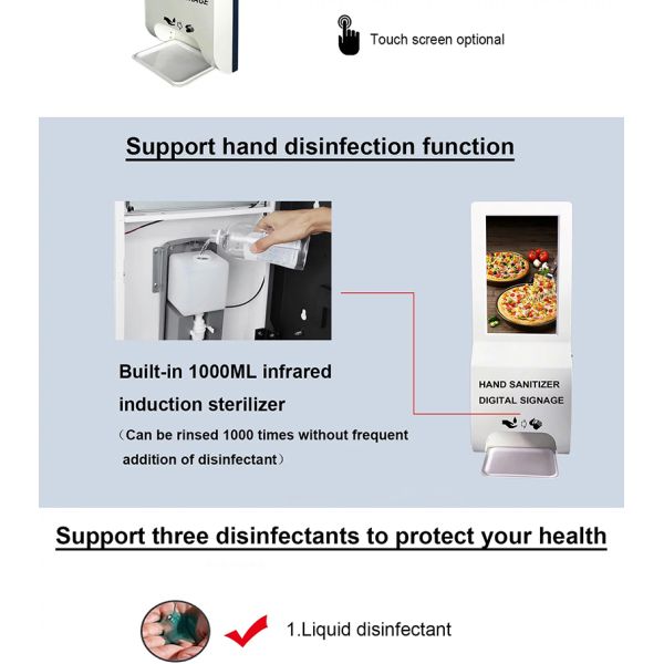 Intelligent Sterilizer Lcd Digital Display Touch Screen Kiosk 21.5 Inch