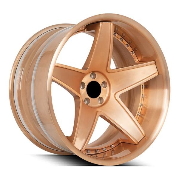 Deep Dish Lip Wheels 5 Spoke Aluminum Custom Forged Wheels 2 Pieces Forged Alloy Wheels For Sports Car