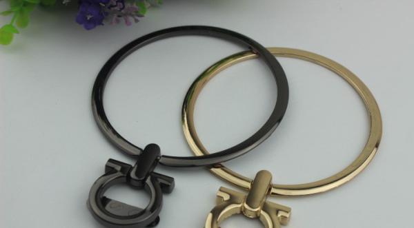 Custom fashion bag accessories metal parts zinc alloy round shape handbag handle hardware for leather