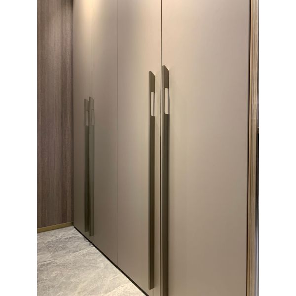 Modern Golden Aluminium Frame Wardrobe with LED Lighting and Customized Size for Bedroom