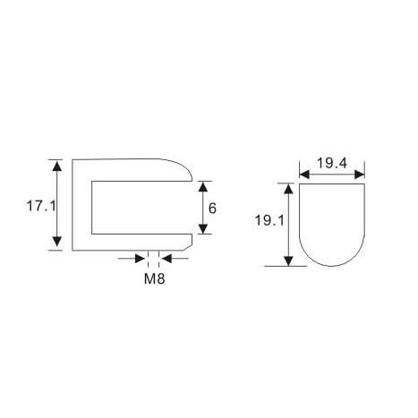 Fixed Glass Holder YS-037, Zinc Alloy,  for glass 6mm, finishing chrome or Satin
