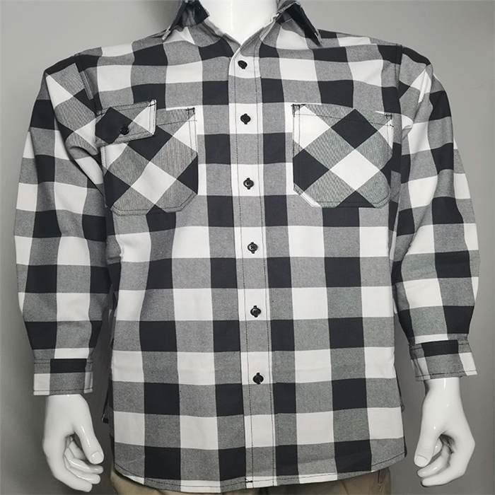 Пряжа покрасила кнопку рукава FR Twill длинную вниз с уровня 7.5oz рубашек HRC2