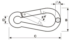 Крюки Carabiner стали Carabiner крюка симплексной щелчковой весны нержавеющей стали крюка щелчковые