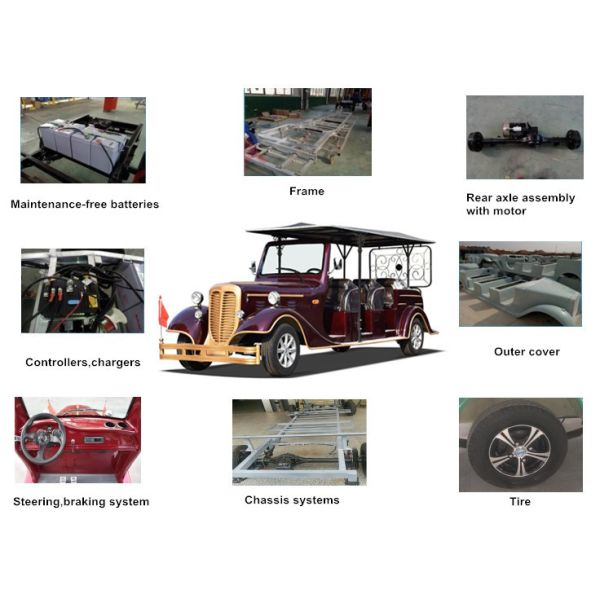 Тележки гольфа пассажира экскурсионного автобуса 11 верхнего сегмента ретро электрические с бампером