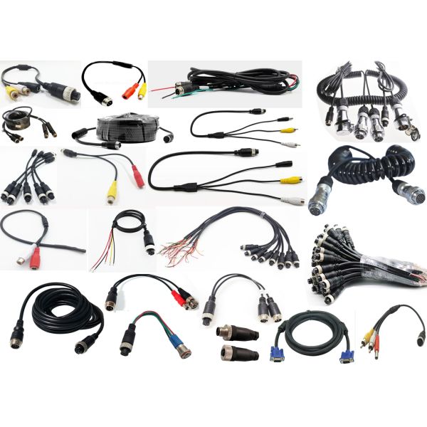 Настройка аксессуаров DVR M12 4pin Женщина / Мужчина к RCA / BNC DC соединитель / кабели адаптера