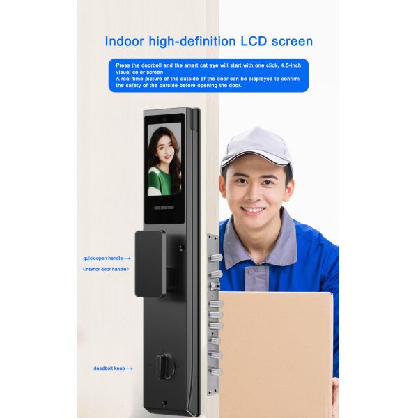 Smart Face Recognition Door Lock with Video Intercom, Fingerprint & Tuya App