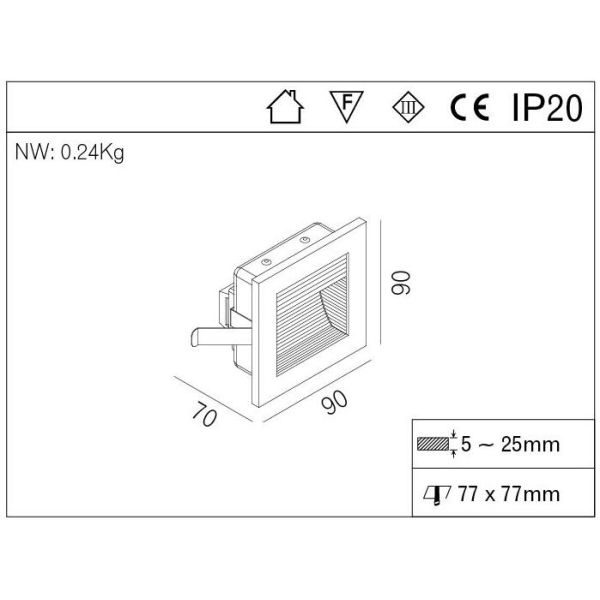 LED Step Wall Light Indoor / Outdoor 3w Step Led Light Warranty 3 Years