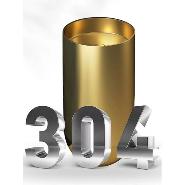 SUS304 Free Standing Bathroom Basins , Brushed Finish Modern Round Pedestal Sink