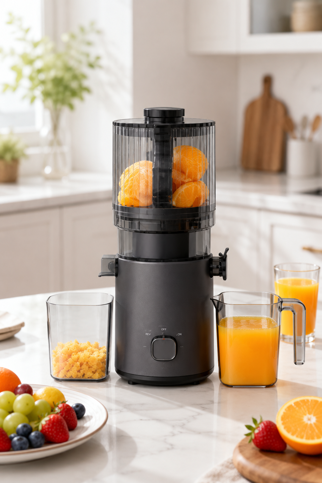 Fresh Smart HJ303 Extra-Wide Slow Masticating Juicer – The Juice Revolution Starts Here with 155mm Chute, 2400ml Hopper, 200W Cold Press & Self-Cleaning