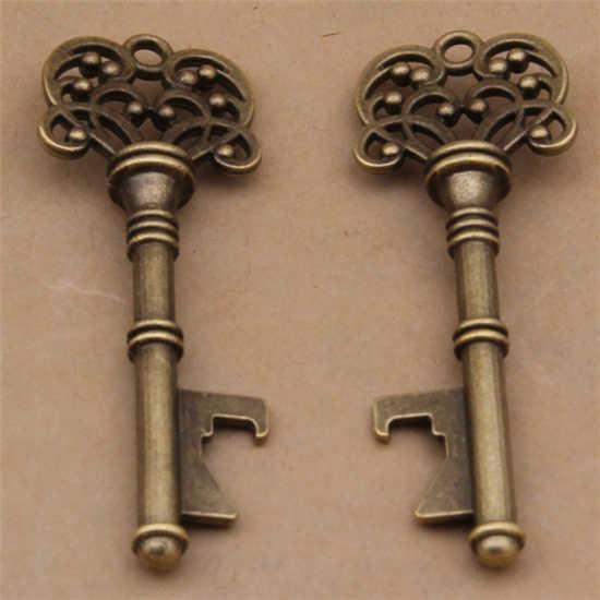 Die casting antique bronze head key shape beer bottle opener, innovative wedding favor, promotion gift