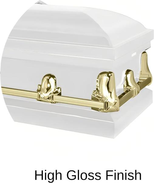 Casket Orion Series Steel Casket (White And Gold) Handcrafted Funeral Casket - White And Gold Finish With White Crepe
