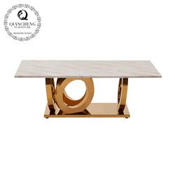 Italian Style Length 130cm Square Marble Coffee Table Stable Stainless Steel Frame