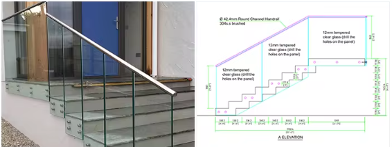 CCC U Shape Led Aluminum Channel Commercial Glass Handrail Base Profiles