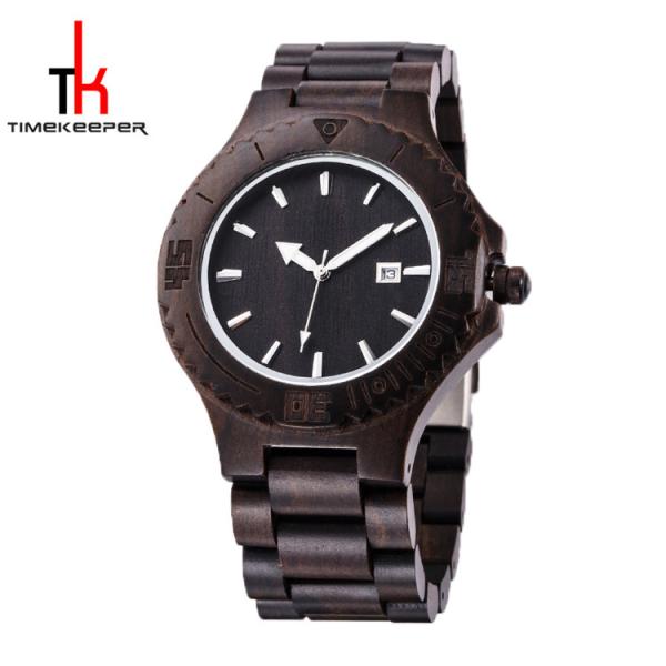 Black Mens Watch Wood Face All Made Out Of Wood Miyota Movement