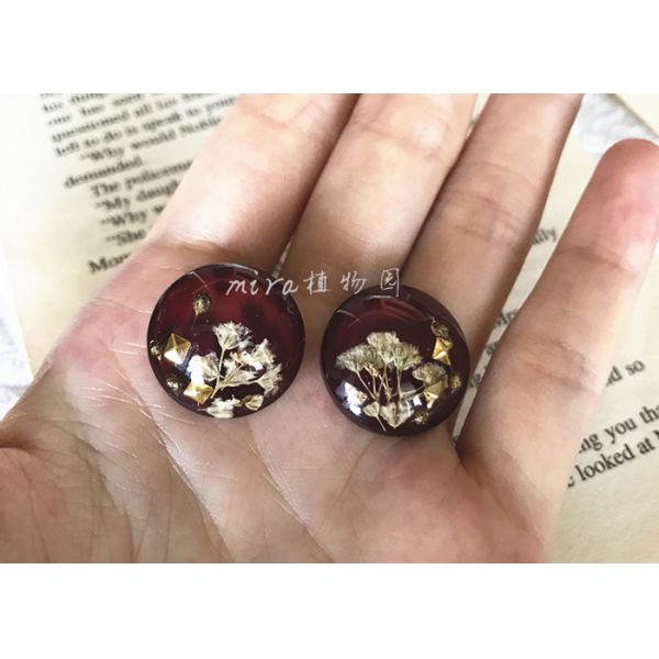 Starry Scar BabysBreath Round Crystal Wine Red 925 Silver Saudi Arabia Druzy Quartz Earrings