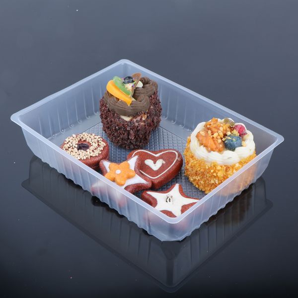FDA сертифицированные квадратные пищевые лотки пластиковые одноразовые