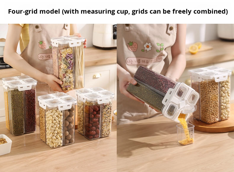 Transparent Airtight Food Storage Container with Plastic Seal Modern Kitchen Box with Latch for Cereal Pasta Snacks
