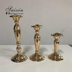 3 peças de núcleo de casamento porta-velas de metal conjunto de candelabro cor de ouro 56cm
