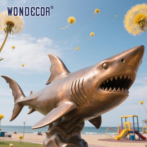 Marine Predator Cast Art Casting Statue Escultura de tiburón de bronce
