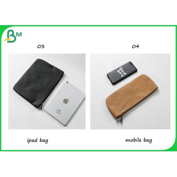 Water Resistant 0.55MM Thickness Washable Kraft Fabric For Ipad Bag Making