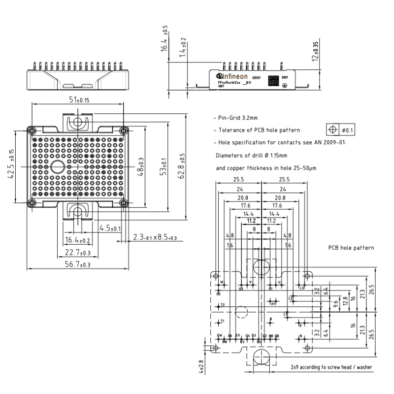FPS0R12W2T7 1200V 2-in-1 IGBT Module Trench Field Stop Technology Low VCEsat Fast Recovery Diode Integrated NTC High Isolation Low Inductance Rugged and Efficient for Motor Drives