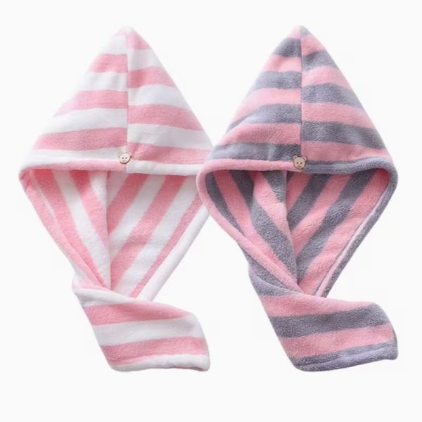 Customizable Size Coral Fleece Microfiber Hair Towel with Dual-Pack Design for Quick-Dry and Frizz Control