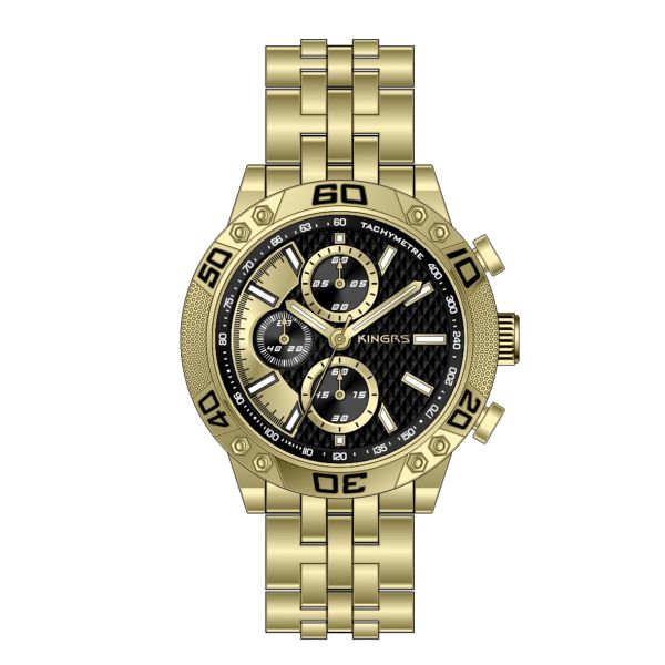 Men's Full Stainless Steel Multifunction Wrist Watch With Reflector Ring