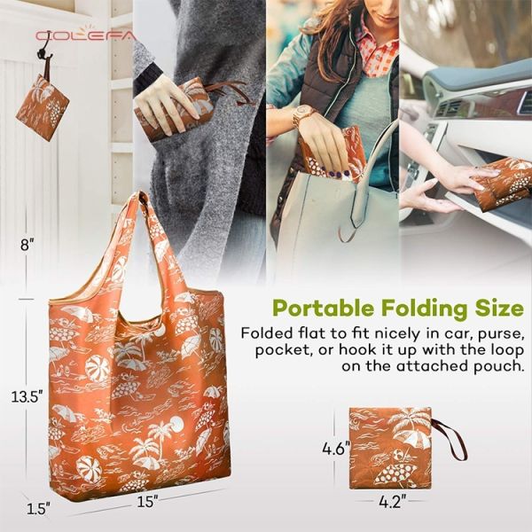 Convenient Folding Shopping Bag Handheld Grocery Bag for Supermarket Shopping Foldable Oxford Bag with Custom Advertising Logo