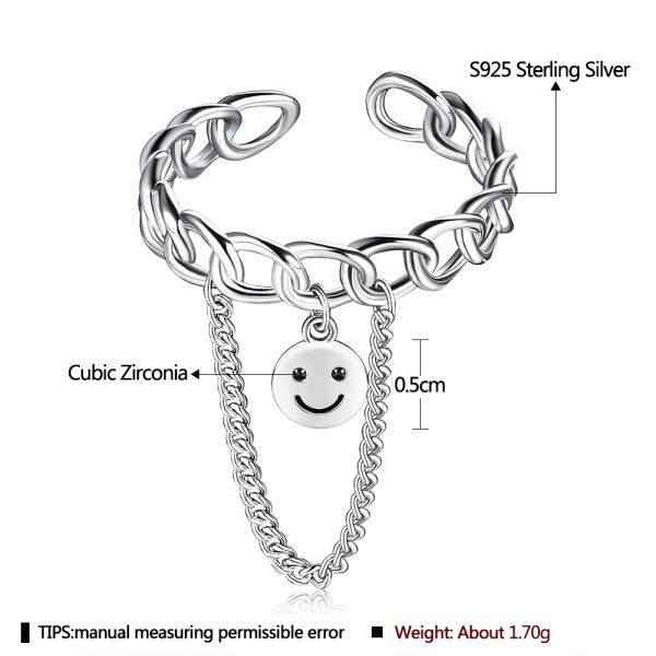 Кольцо стороны Unisex фестиваля колец ювелирных изделий 1.7g 0.08CM стерлинговое серебряное усмехаясь