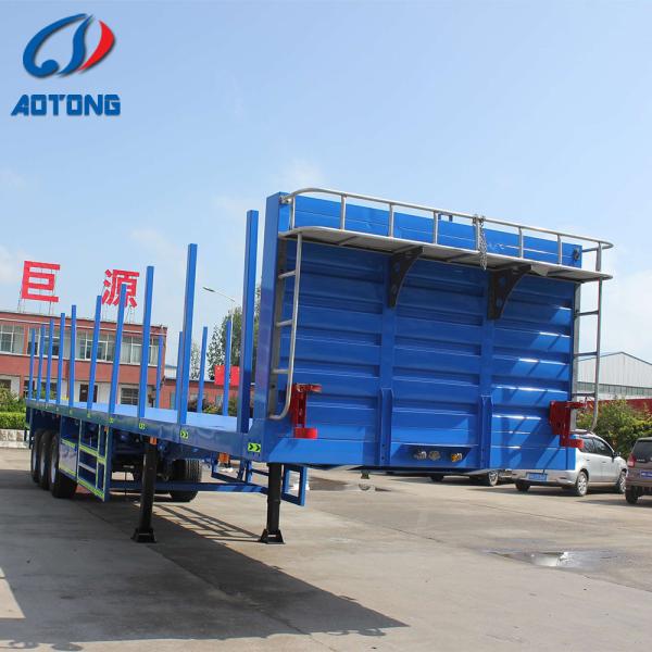 Leaf Spring Suspension 3 Axles 40 ft Tri Axle Flatbed Container Truck Semi Trailer