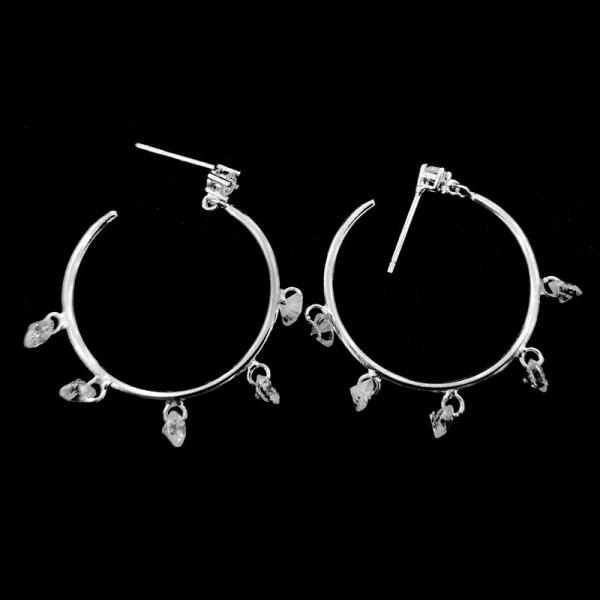 Rose Gold Silver Cubic Zirconia Earrings / Sterling Silver Hoop Earrings With Crystal