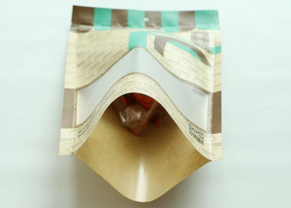Gravure Printing Plastic Pouch Packaging , Flat Bottom Coffee Bags With Window
