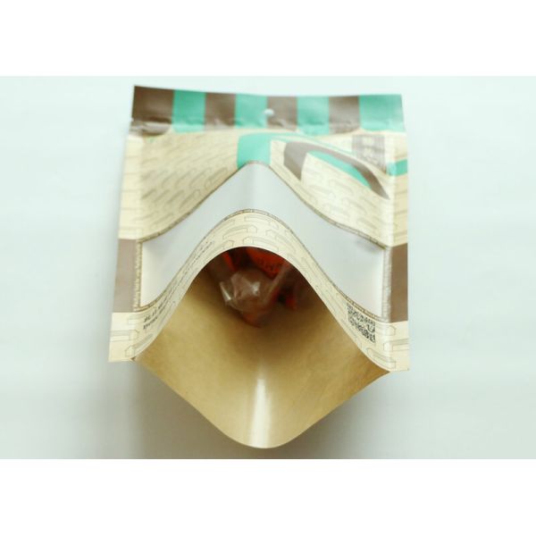 Gravure Printing Plastic Pouch Packaging , Flat Bottom Coffee Bags With Window