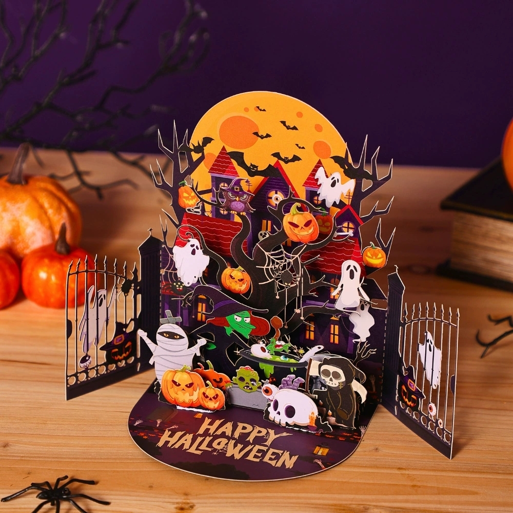 Halloween Pop-Up Greeting Cards 3D Spooky House Party Invitations