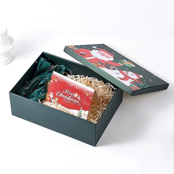 Christmas Rigid Gift Box With Ribbon Closure For Holiday Packaging