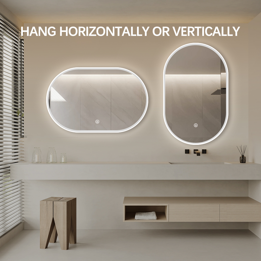 Integrated White Aluminum Frame Bathroom Led Mirror With Front Led And Antifog