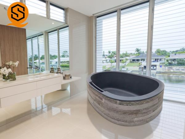 Oval Freestanding Artificial Stone Bathtub Acrylic Seamless Joint 170CM