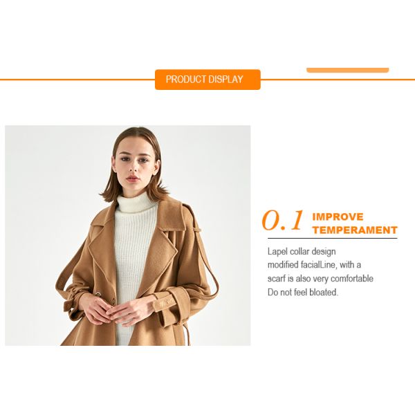 Slim Fit Women's Casual Winter Coats , Camel Wool Jacket For Ladies