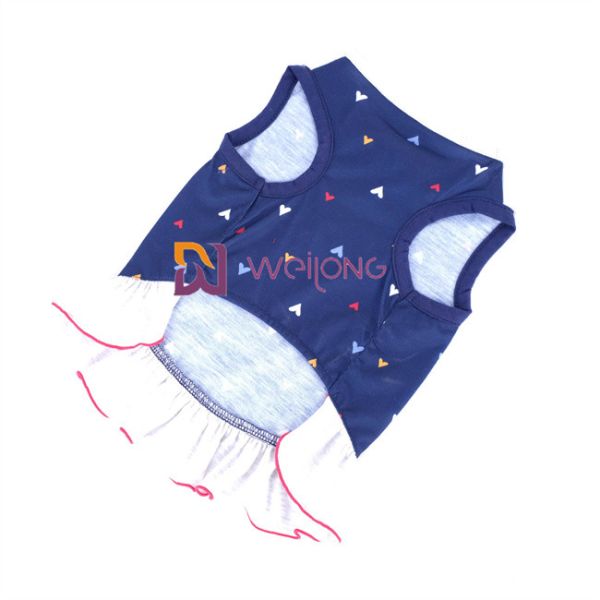 Digital Print Embroider Pet Dress Love Poly Jersey Custom Summer Heart Woven Collar Dog Dressing Gown