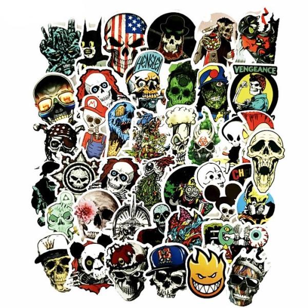 Cartoon Skull Mixed PVC Graffiti Cool Stickers Waterproof Custom Size Fashion Style