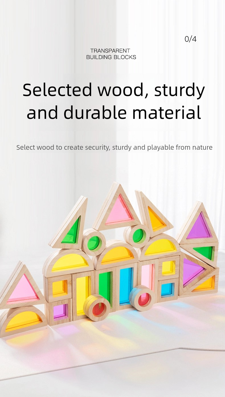 Montessori Wooden Toys Rainbow Sensory Stacking Blocks Acrylic Building Blocks for Kids