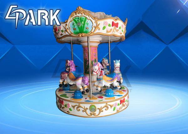 6 People Horses Carousel Kiddie Ride Coin Operated With Gorgeous Lighting