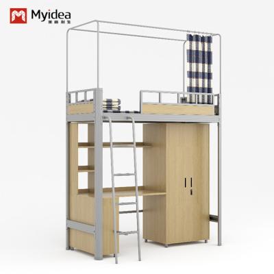 De acordo com o design moderno com o quadro da cortina da cama e a cortina da cama do dormitório do estudante sob a mesa da cama